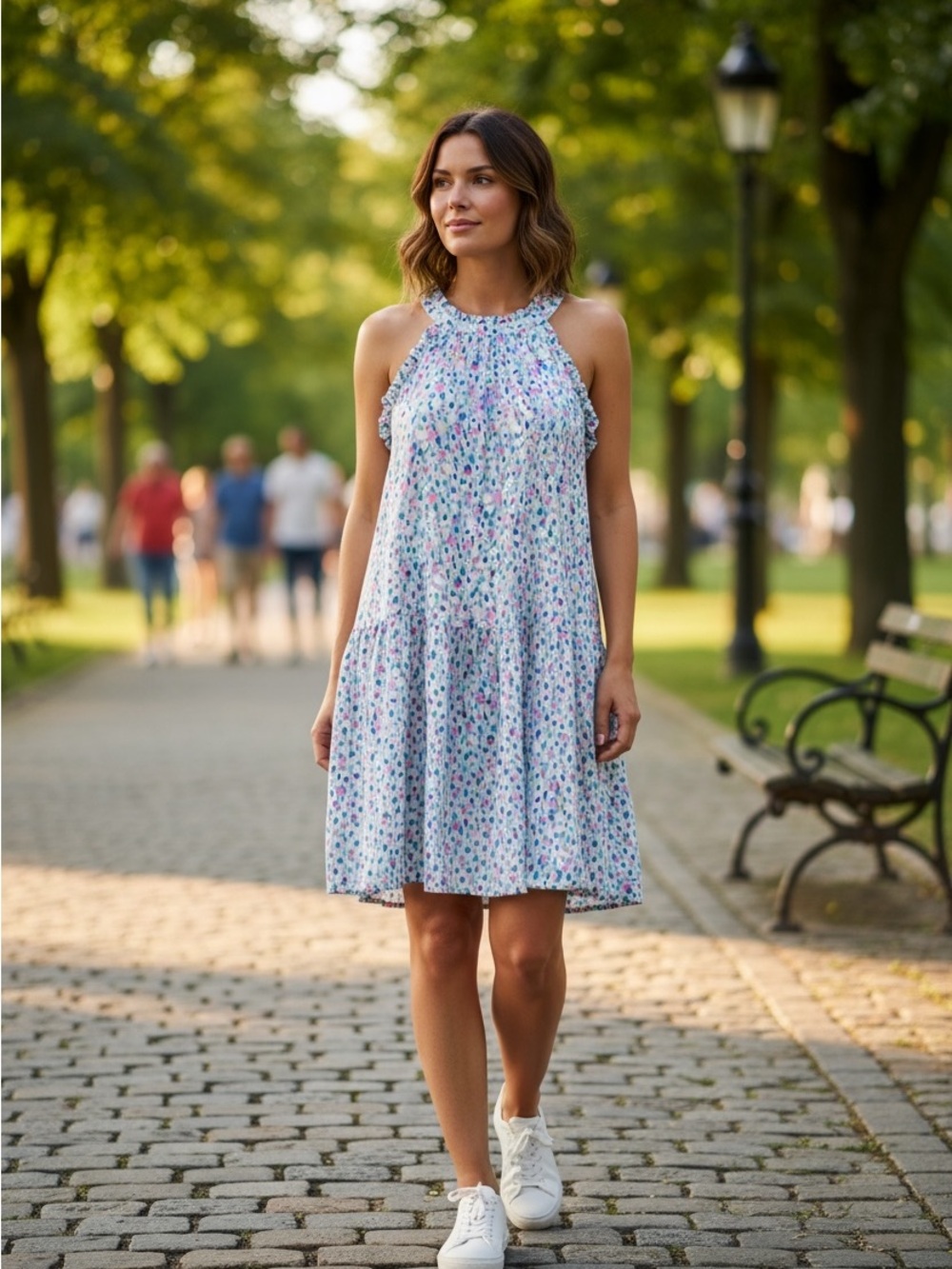 Lilly Pulitzer Light Blue Floral Halter Midi Dress